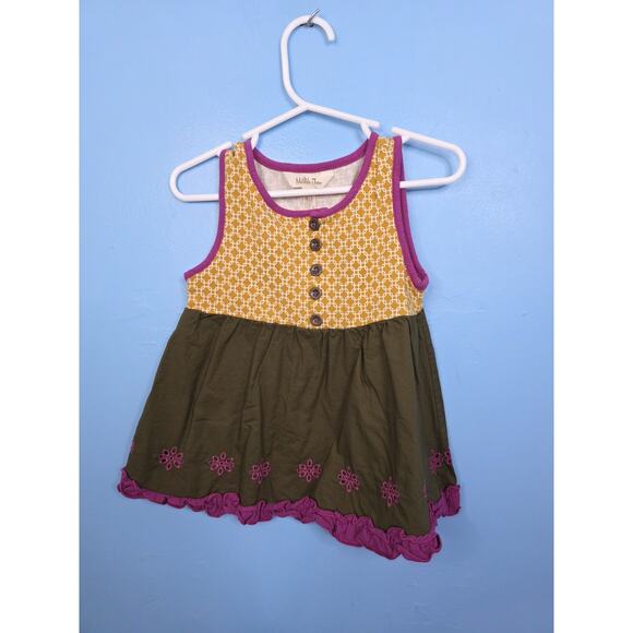 Matilda Jane Size 4 Enchanted Garden Tank Top Seabean Mixed Print Mustard Yellow - Picture 1 of 2